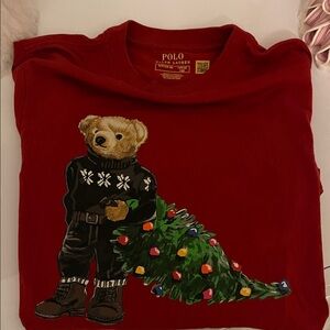 Polo by Ralph Lauren Boys longs sleeve tee Red Christmas Bear Sweater
